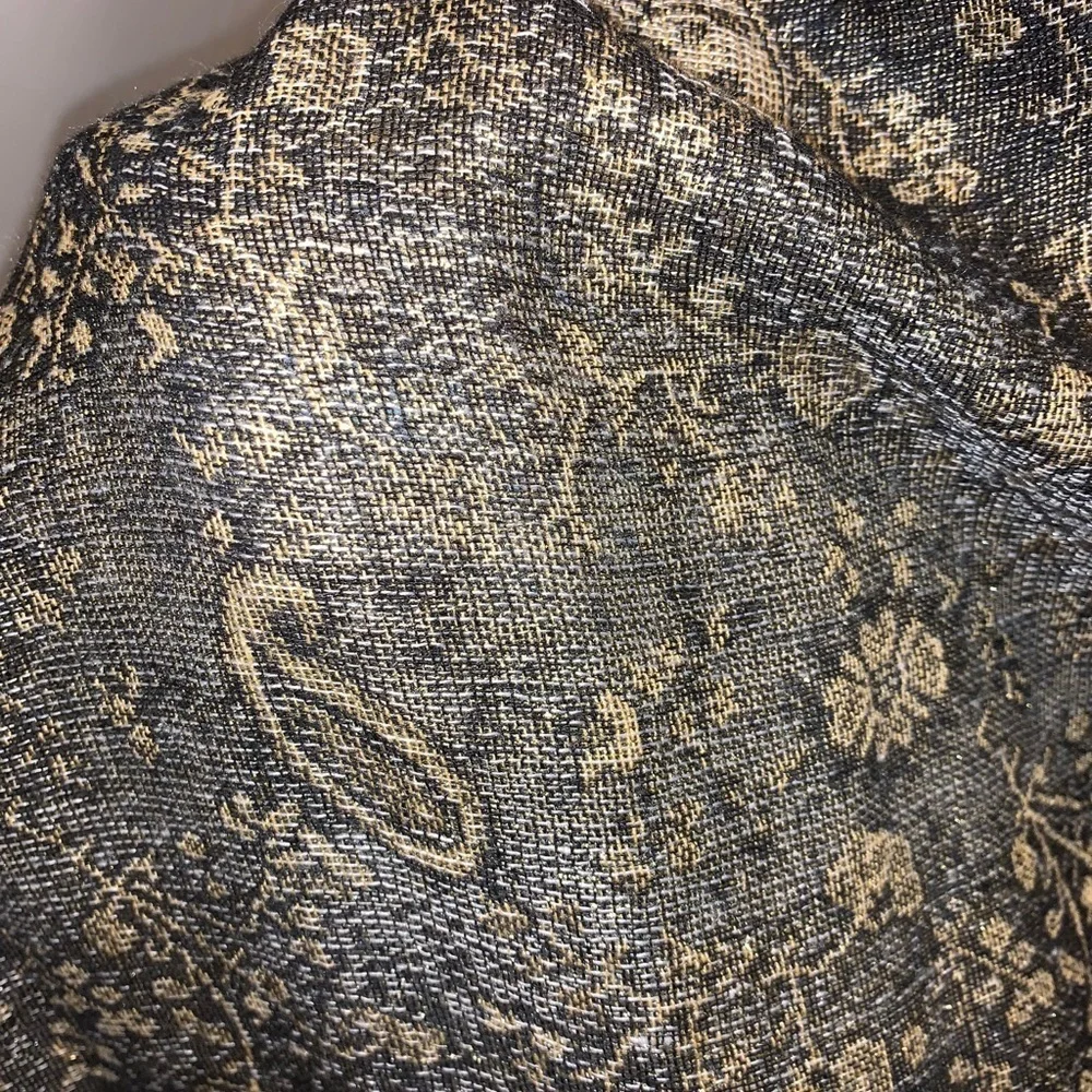 Gorgeous Black & Gold Scarf Long & Hand Knotted